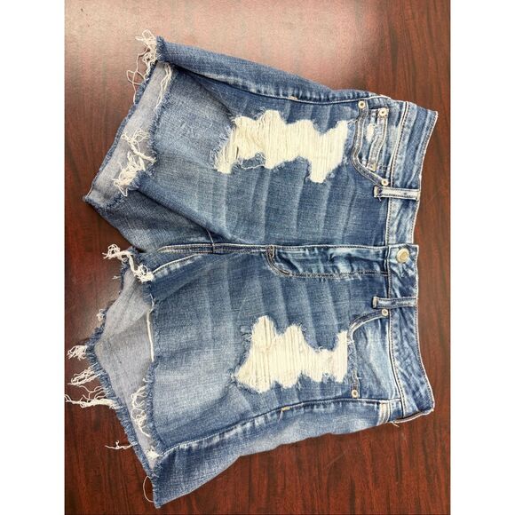 American Eagle Next Level Stretch X Hi-Rise Shortie Distressed Shorts Size 12 - Picture 1 of 7